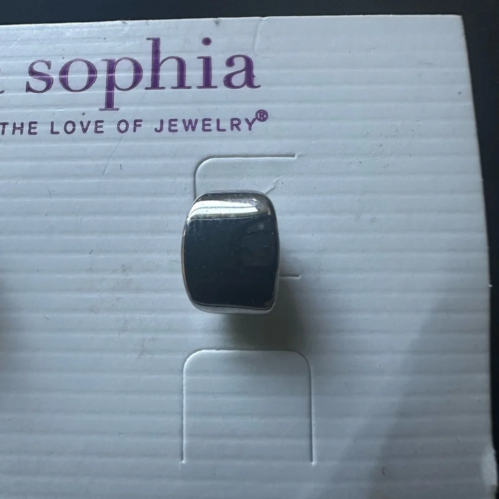 Lia Sophia Silver Stud Earrings Minimalist Design - Picture 2 of 3